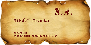 Mikó Aranka névjegykártya